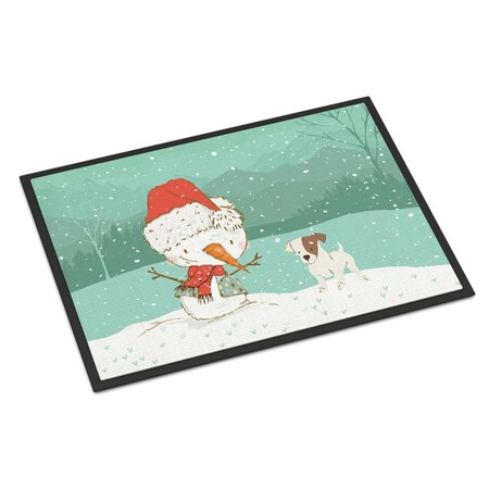 Carolines Treasures 24 x 36 in. Jack Russell Terrier Snowman Christmas Indoor or Outdoor Mat CK2090JMAT